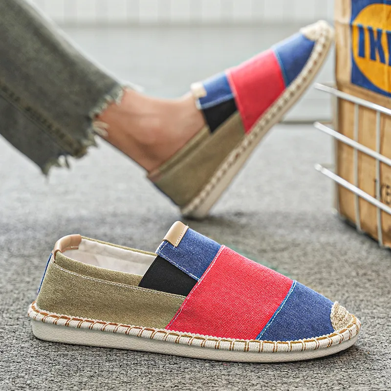Bull charm Espadrilles Men Black Gray/Blue Red-6
