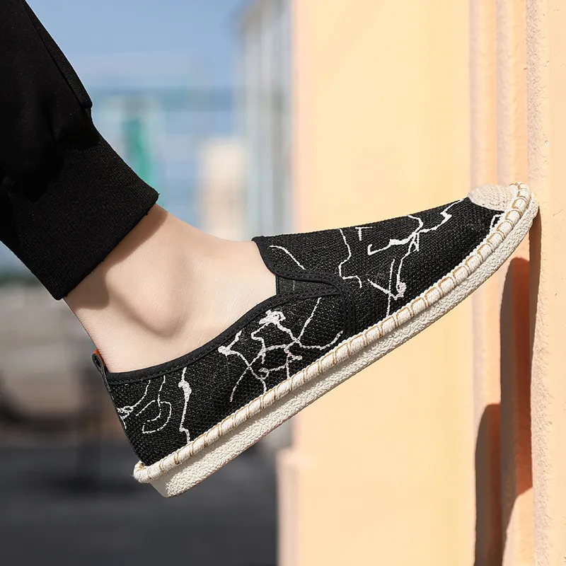 Bull charm Espadrilles Men Black/Beige/White-5