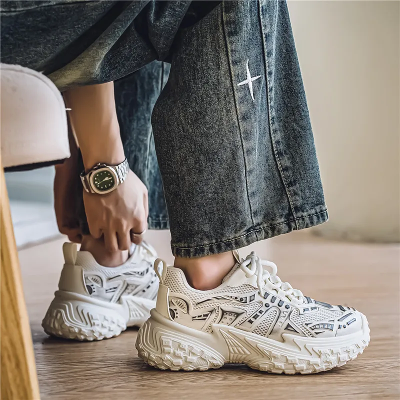 Bull Charm Breathable Height Increasing Cushioning Low-Top Chunky Sneakers Men's-16