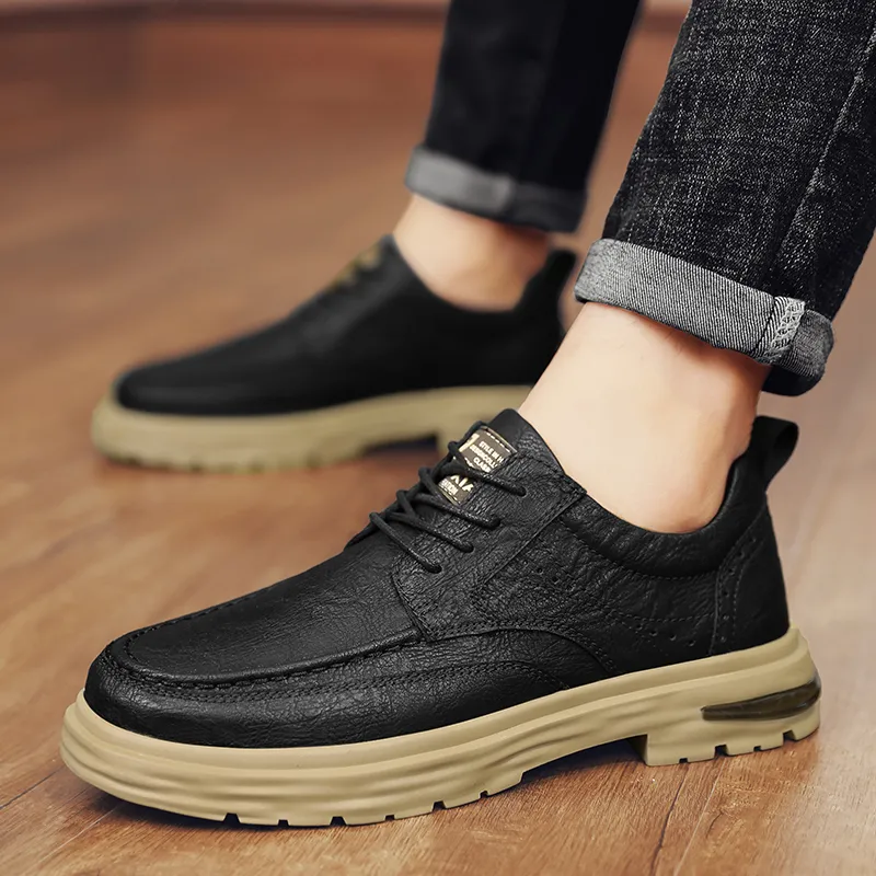 Bull charm Casual Shoes Men Low Top Black/Khaki-5
