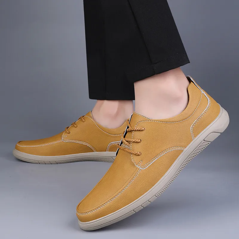 Bull charm Men's Casual Shoes Men Low Top Black/Earth Yellow-9