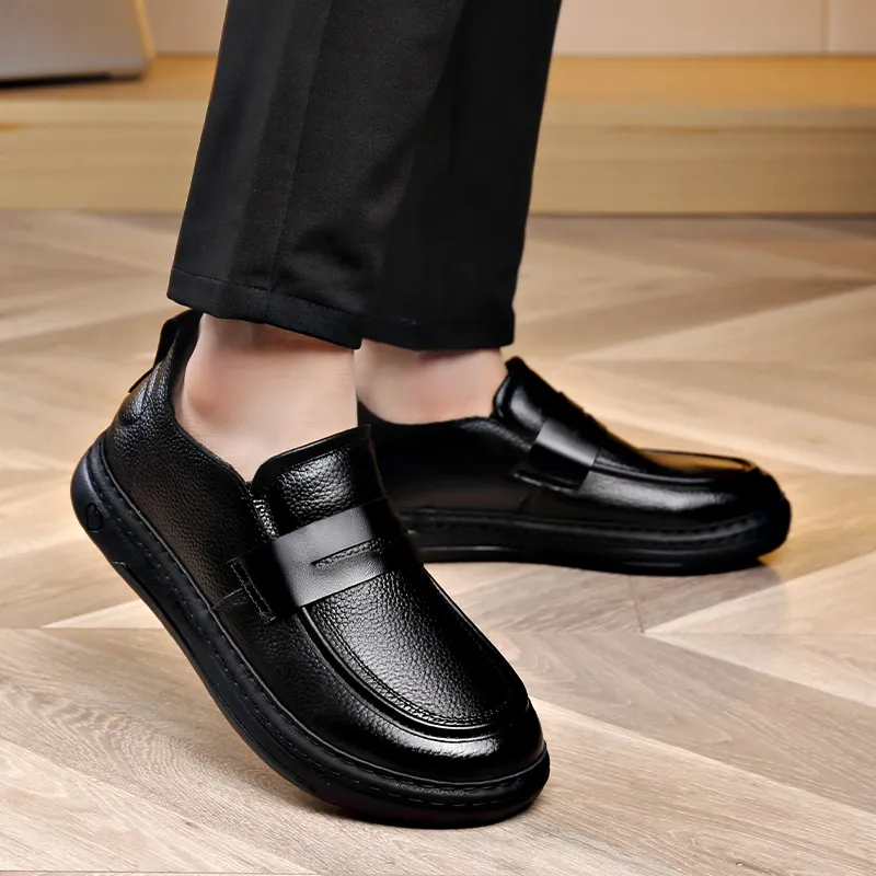 Bull charm Loafers Men Black/Litchi Grain-2