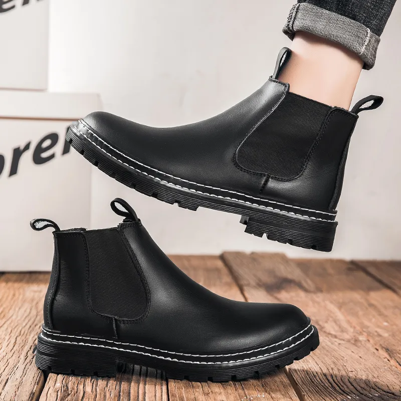 Bull Charm Short Chelsea Boots Men's Black-1