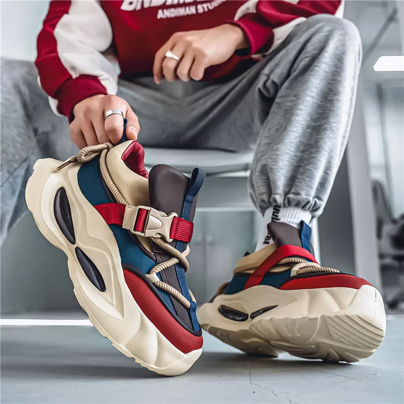 Bull Charm Height Increasing Wear Resistant Low Top Chunky Sneakers Men's-3