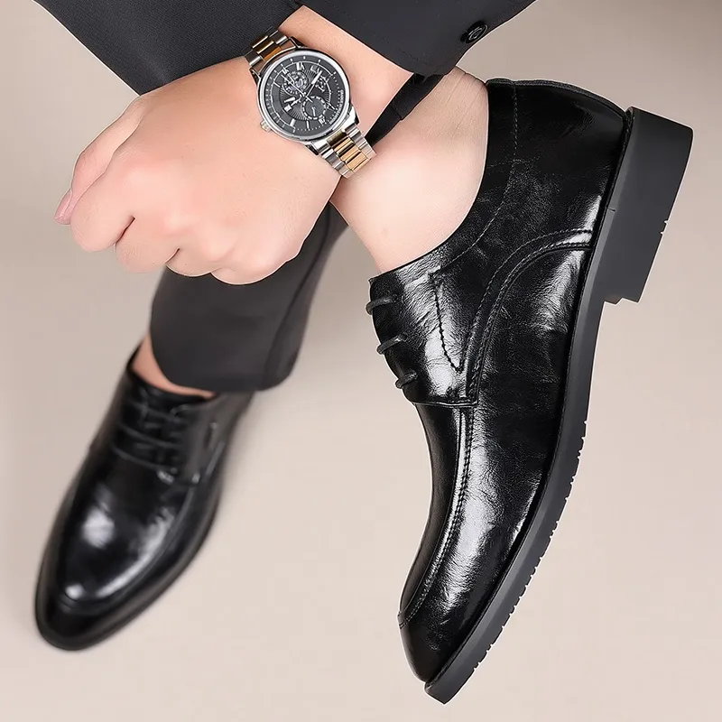 Bull charm Dress Shoes Men Low Top Black/Brown-2