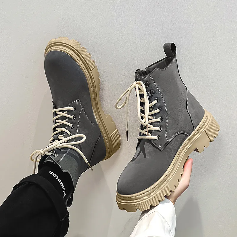 Bull charm Martin Boots Unisex Black/Gray/Khaki-10