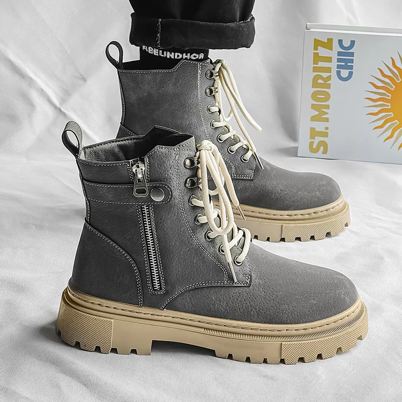 Bull charm Martin Boots Unisex Black/Gray/Khaki-9