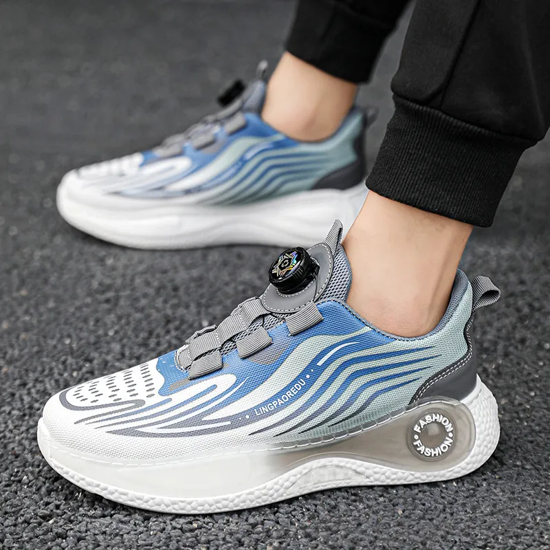 Bull charm Casual Shoes Men Low Top Gray Blue/Black Yellow-2