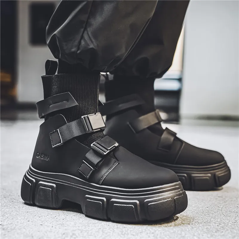 Bull charm Ankle Boots Men Black/Gray/Beige-5