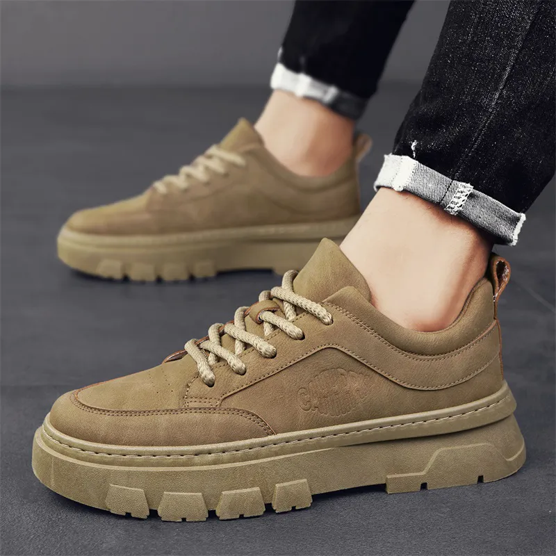 Bull charm Casual Shoes Men Low Top Black/Khaki-11