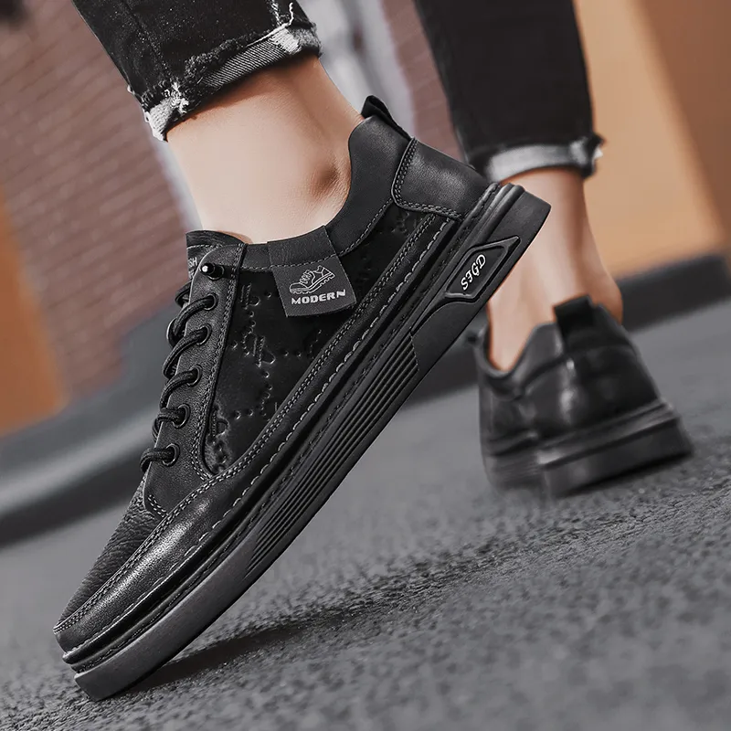 Bull charm Skateboard Shoes Men Low Top Black/Khaki-3