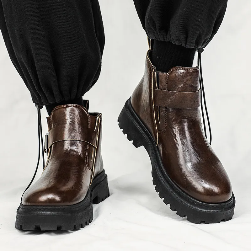 Bull charm Ankle Boots Men Black/Brown-9