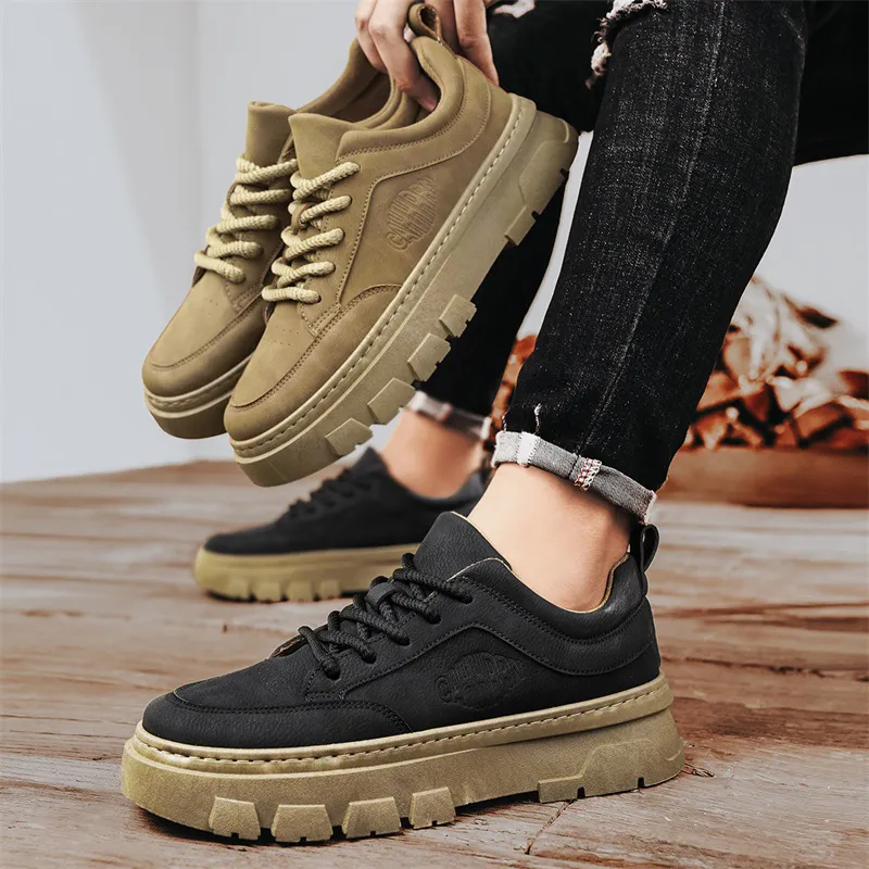 Bull charm Casual Shoes Men Low Top Black/Khaki-2