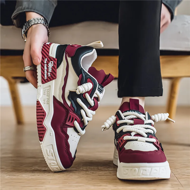 Bull Charm Low Top Skateboard Shoes Men's White Red-3