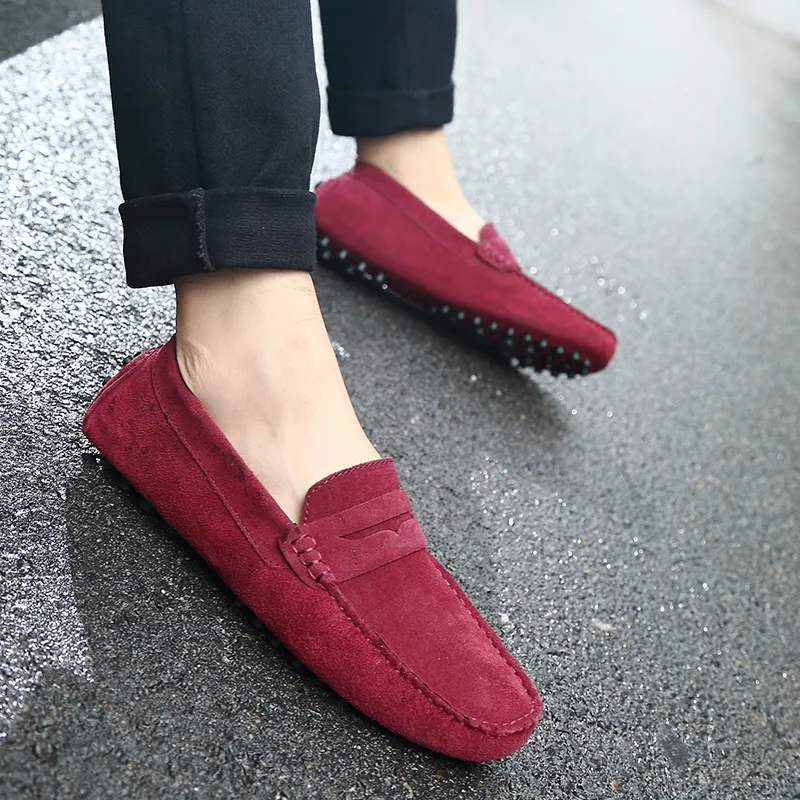 Bull charm Gommino Loafers Men Blue/Light Brown/Burgundy/Black/Gray-9
