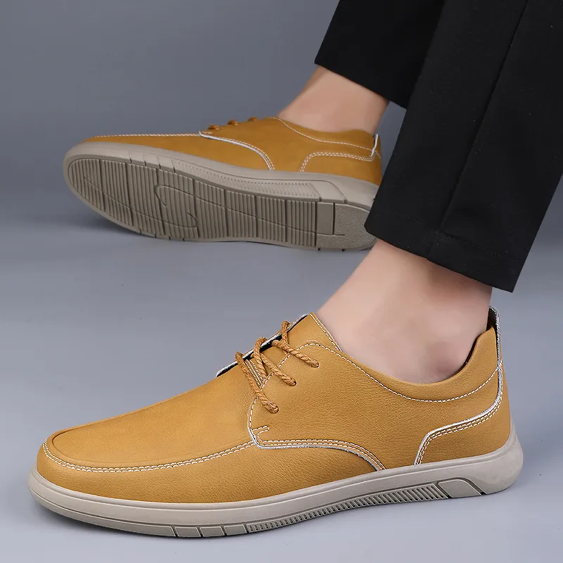 Bull charm Men's Casual Shoes Men Low Top Black/Earth Yellow-6