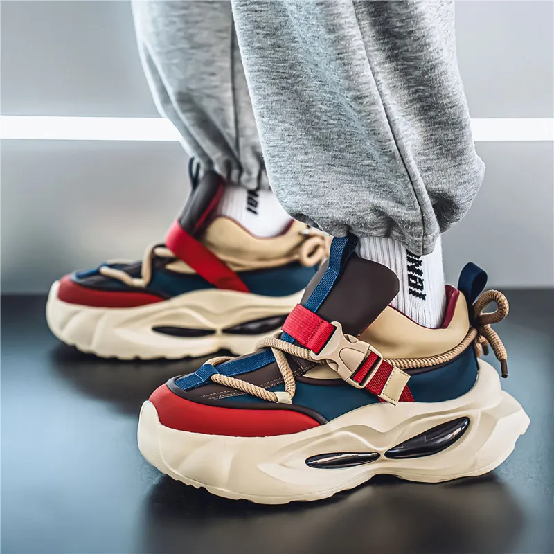 Bull Charm Height Increasing Wear Resistant Low Top Chunky Sneakers Men's-5