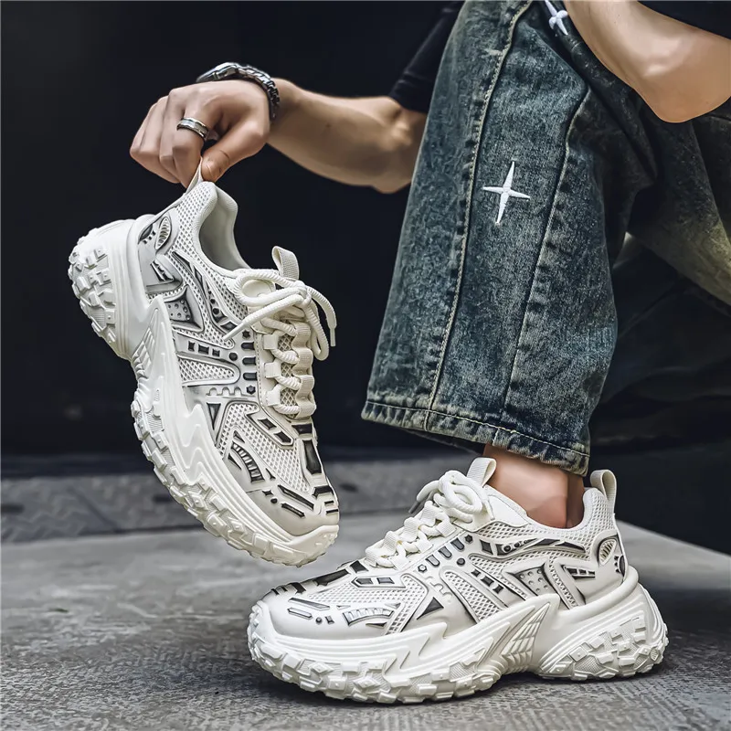 Bull Charm Breathable Height Increasing Cushioning Low-Top Chunky Sneakers Men's-13