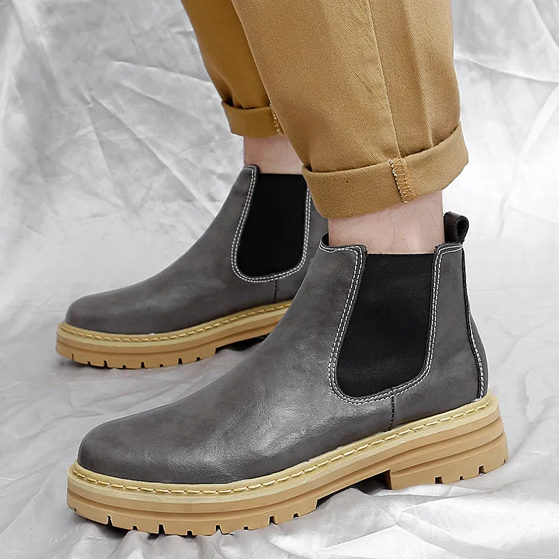 Bull charm Chelsea Boots Men Brown/Gray/Black/Brown With Cotton/Gray With Cotton/Black Padded-28