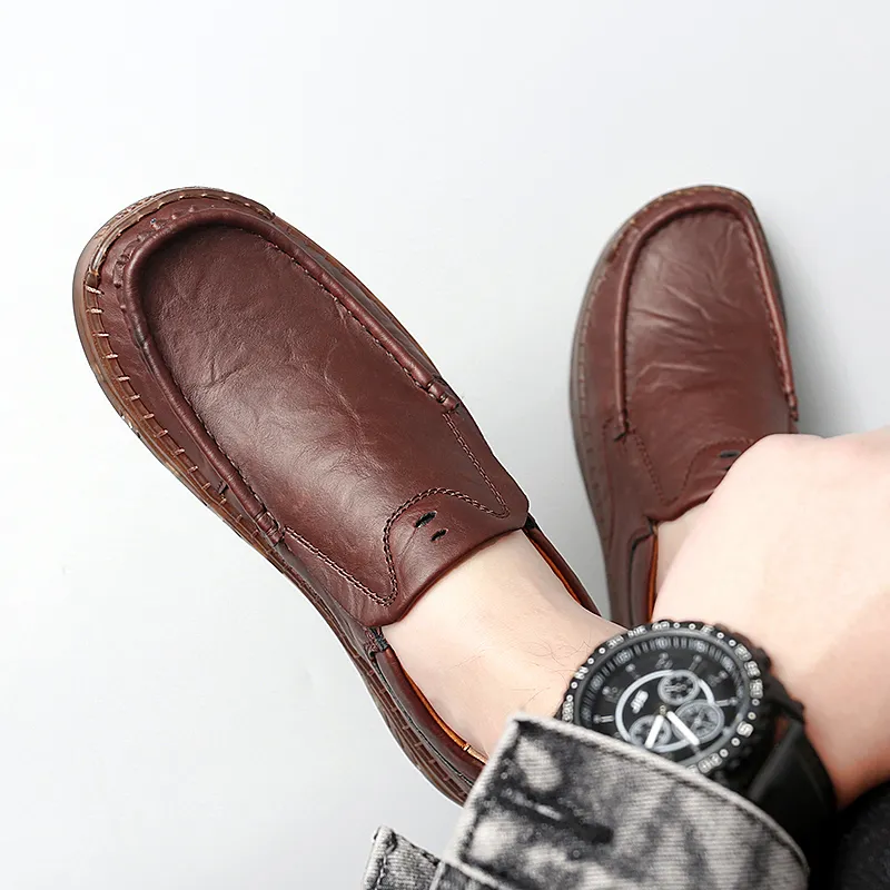 Bull charm Gommino Loafers Men Black/Brown-3