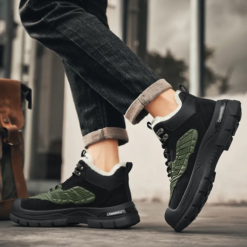 Bull charm Snow Boots Men Black Gray/Black Green-9
