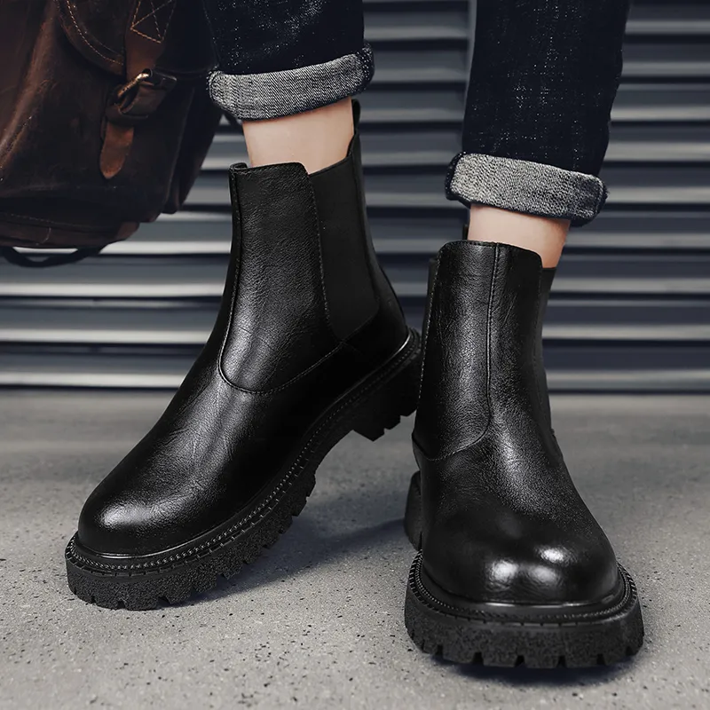 Bull Charm Short Chelsea Boots Men's Black-2
