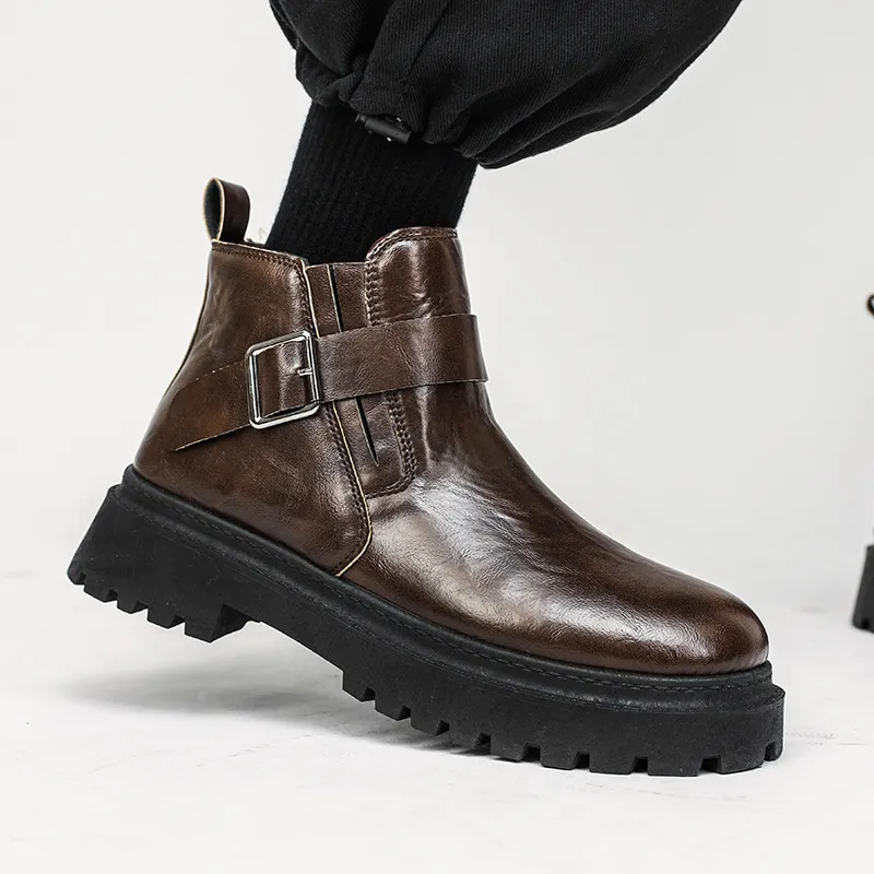 Bull charm Ankle Boots Men Black/Brown-7