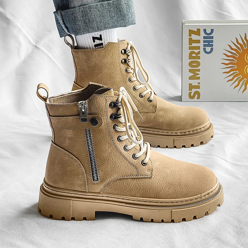 Bull charm Martin Boots Unisex Black/Gray/Khaki-12