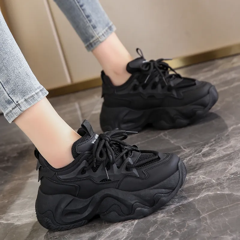 Bull Charm Durable Breathable Low-Top Chunky Sneakers Women's-4