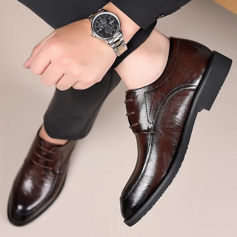 Bull charm Dress Shoes Men Low Top Black/Brown-7