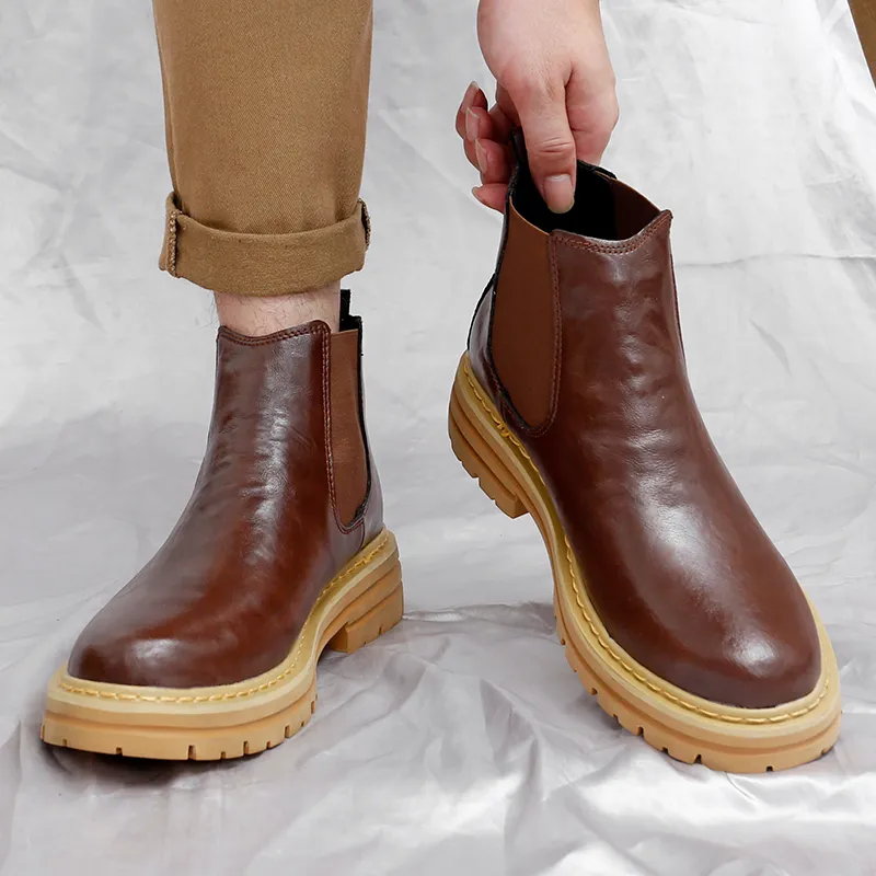 Bull charm Chelsea Boots Men Brown/Gray/Black/Brown With Cotton/Gray With Cotton/Black Padded-21