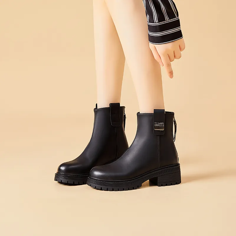 Bull charm Ankle Boots Women's Black/Brown-1