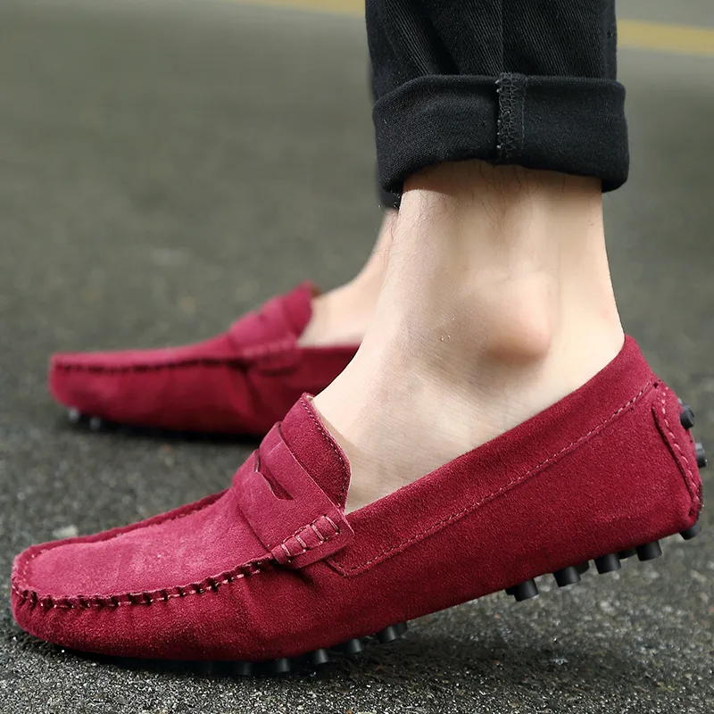 Bull charm Gommino Loafers Men Blue/Light Brown/Burgundy/Black/Gray-10