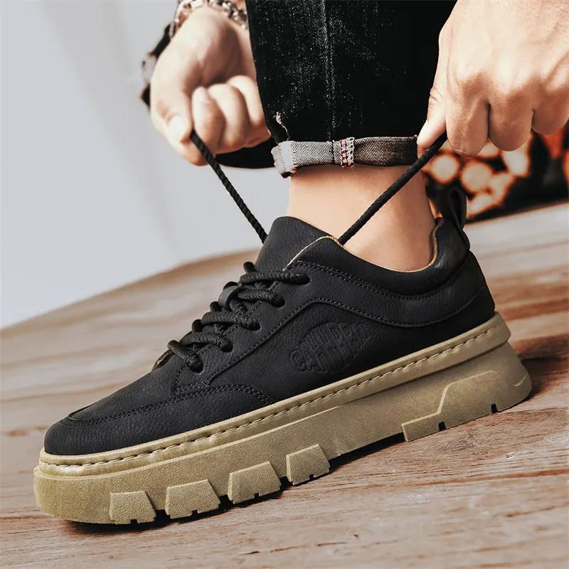 Bull charm Casual Shoes Men Low Top Black/Khaki-3