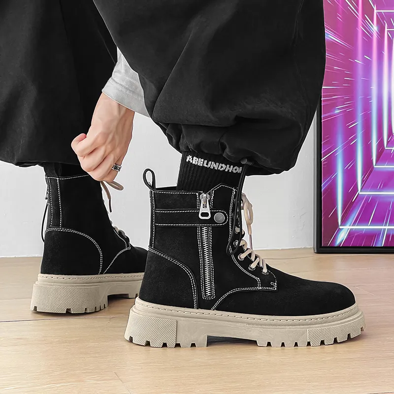 Bull charm Martin Boots Unisex Black/Gray/Khaki-5