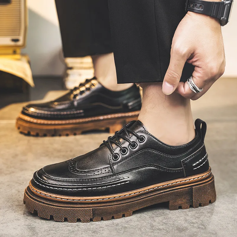 Bull charm Dress Shoes Men Low Top Black/Black Brown-10