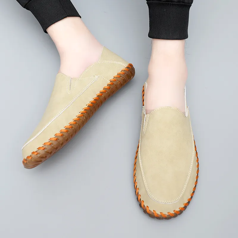 Bull charm Men's Casual Shoes Men Low Top Beige/Khaki/Black-4