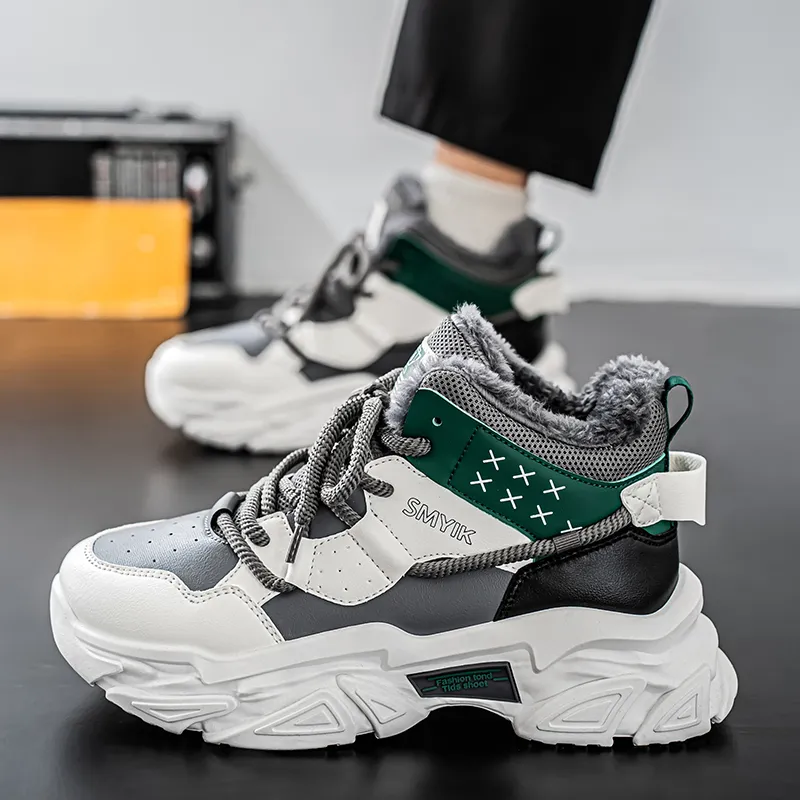 Bull Charm Wear Resistant Slip Resistant Height Increasing Mid Top Chunky Sneakers Men's-7