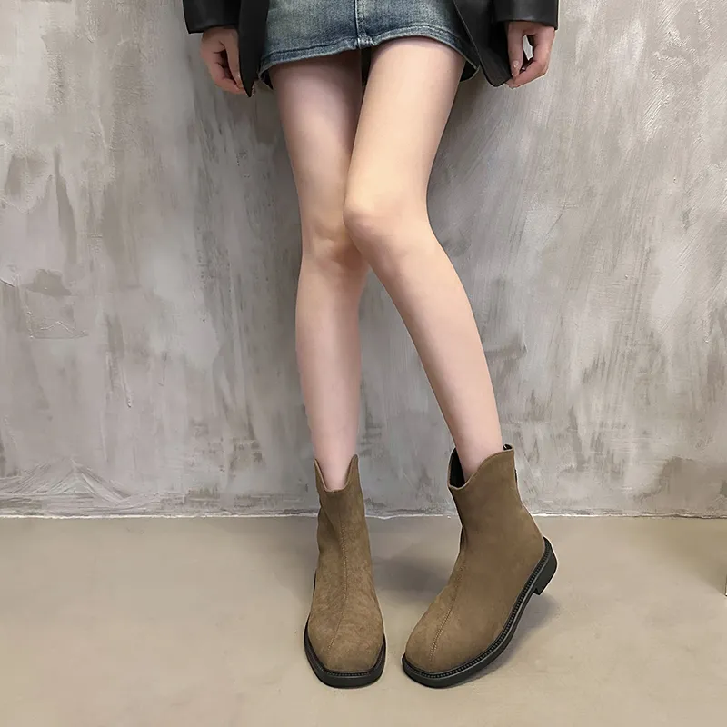 Bull charm Ankle Boots Women's Black/Khaki/Brown-7