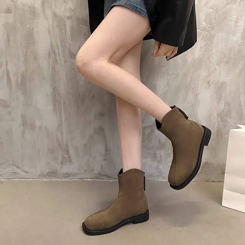 Bull charm Ankle Boots Women's Black/Khaki/Brown-9