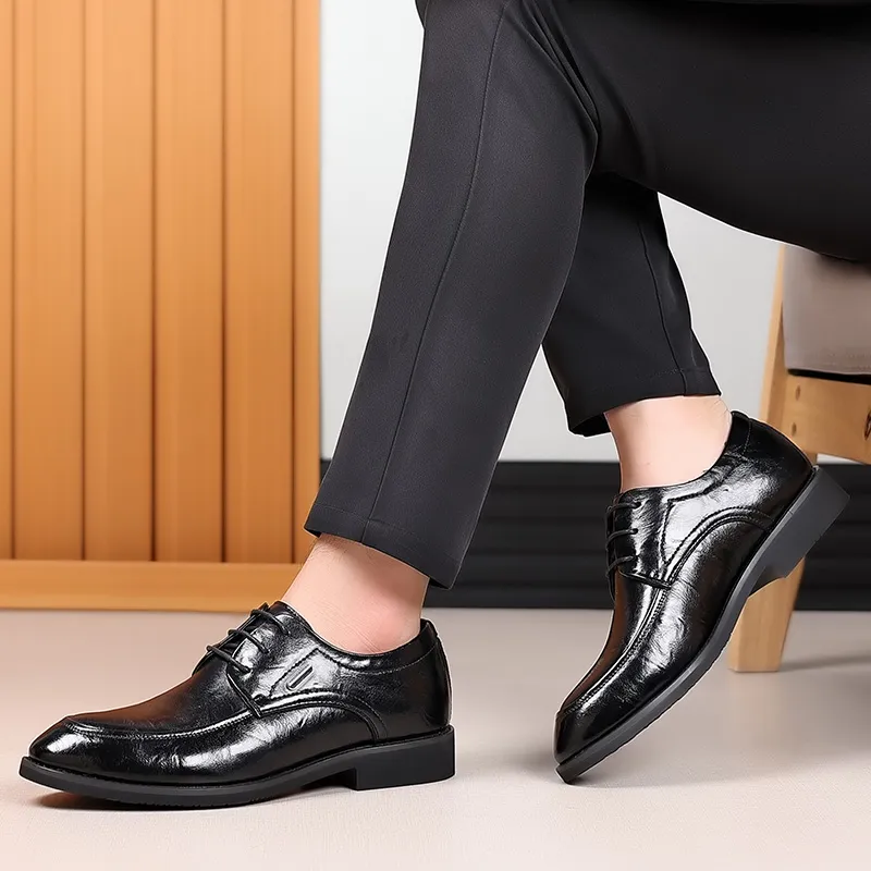 Bull charm Dress Shoes Men Low Top Black/Brown-3