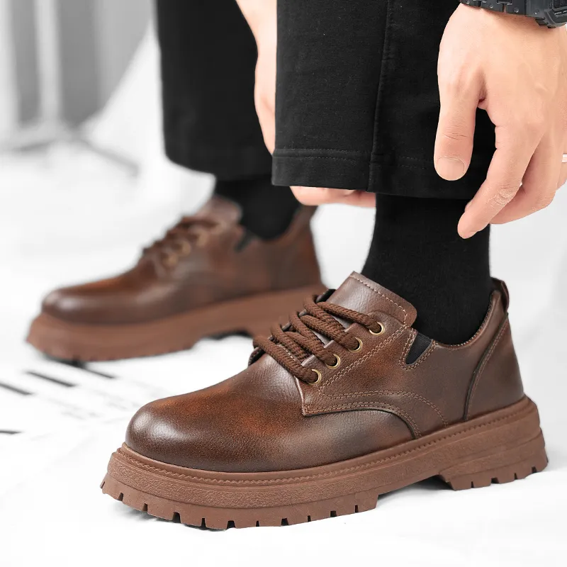Bull charm Men's Casual Shoes Men Low Top Brown/Black/Khaki-5