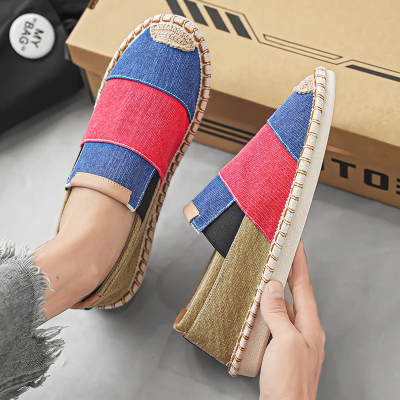 Bull charm Espadrilles Men Black Gray/Blue Red-7