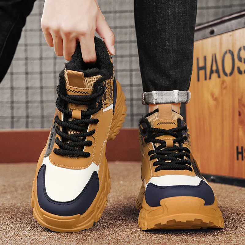 Bull Charm Abrasion-Resistant High-Top Casual Shoes Men's-13