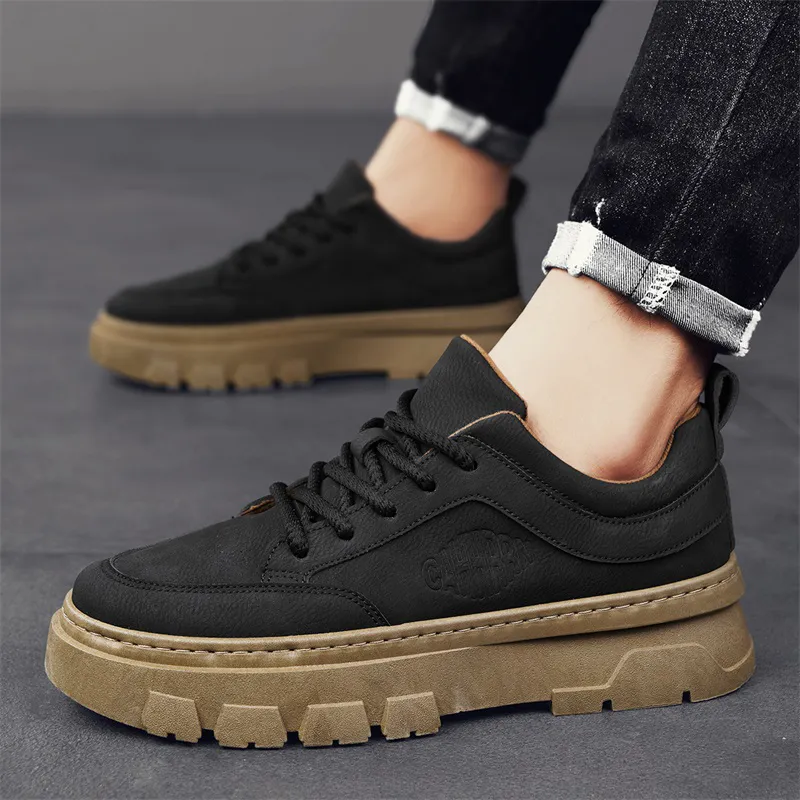 Bull charm Casual Shoes Men Low Top Black/Khaki-5