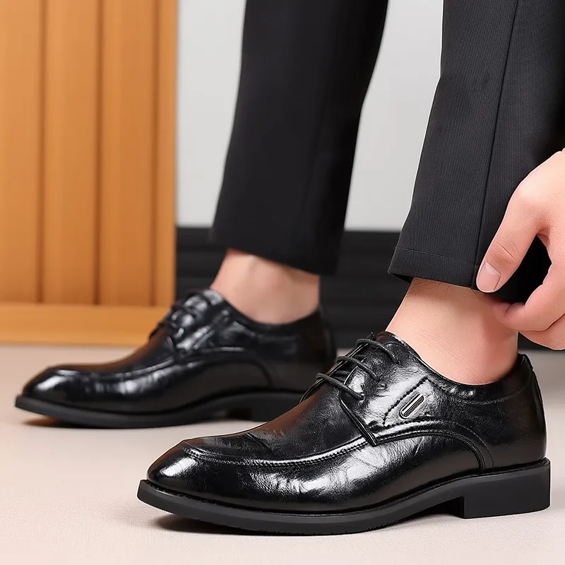 Bull charm Dress Shoes Men Low Top Black/Brown-4