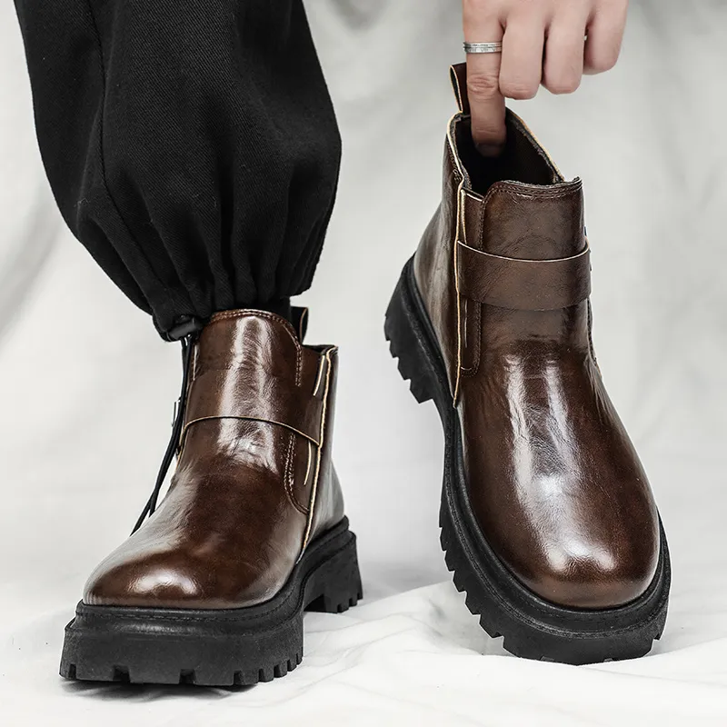 Bull charm Ankle Boots Men Black/Brown-10