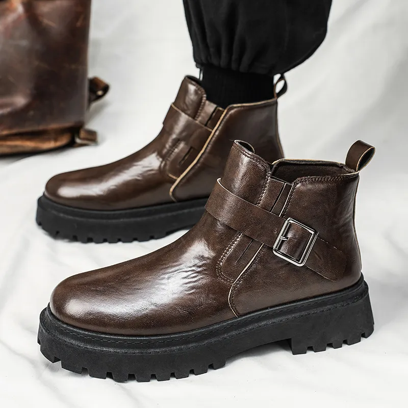 Bull charm Ankle Boots Men Black/Brown-11