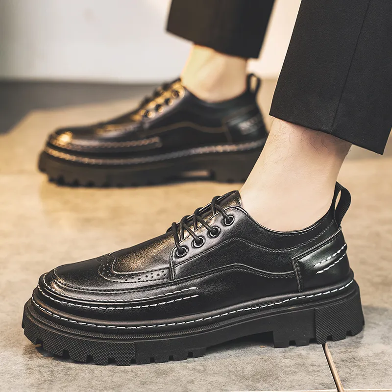 Bull charm Dress Shoes Men Low Top Black/Black Brown-1