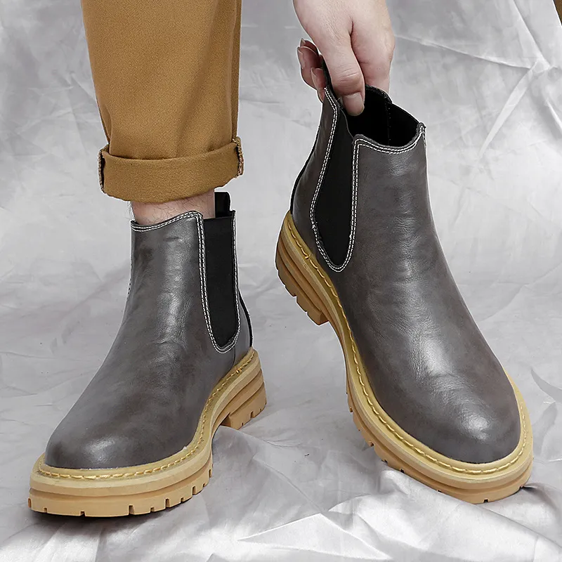 Bull charm Chelsea Boots Men Brown/Gray/Black/Brown With Cotton/Gray With Cotton/Black Padded-27